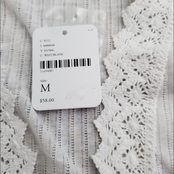 Free People White / Blanc long sleeve top size M. - Picture 10 of 12